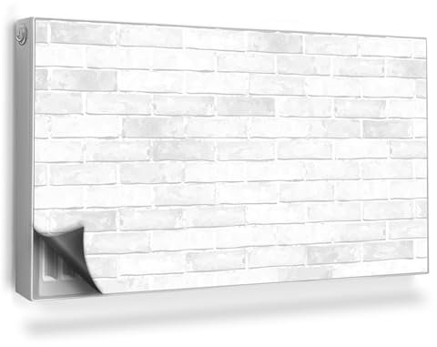 Cache Radiateur 110x60 cm pour Salon et Cuisine Couverture Magnétique Tapis Design pour Radiateurs Protège et Décore Facile à Installer - Mur de Briques Blanches