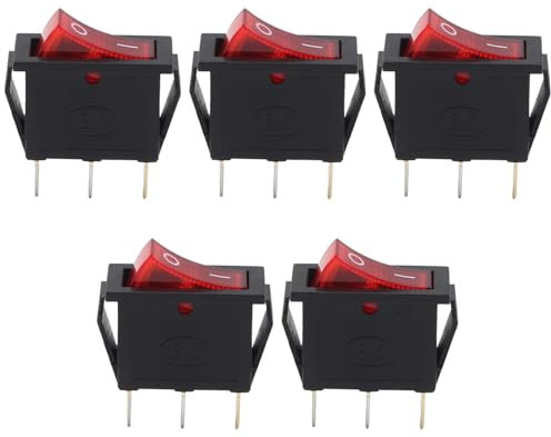 Pesfehhy 5 pezzi AC 16A / 250V 20A / 125V Rosso Illuminato Luce On Off SPST barca interruttore a bilanciere