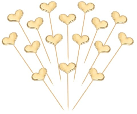 YELARXI Heart Cupcake Toppers Love Heart Cake Toppers Mini Cupcake Picks, Fit for Wedding Engagement Birthday Party Cake Decorations (30 Pack, Gold)