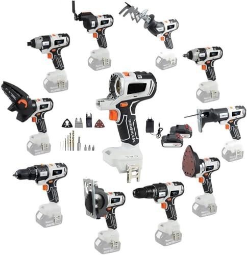 Hyqg Akku-elektrowerkzeug-Combo-kit 10 I 1 Woodworkig Werkzeug-Set Recip Saw Stichsäge Ular Säge Chaisaw Oszillatig Werkzeug Schraubendreher Schraubenschlüssel Schlagbohrer Sader