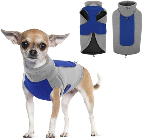 KONVINIT Fleece Pullover Hund Kleine - Extra Warmer Winterpullover Dog Coat mit Stehkragen und Rückenöffnung für Aktive Hunde