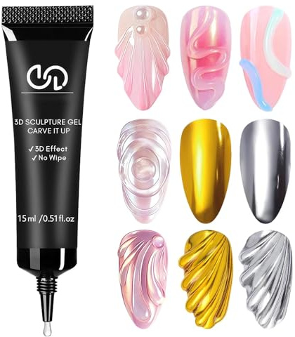 No Wipe 3D Nail Gel, Non-Wipe Nail Sculpting Gels, Clear Builder Gels, Hard Gel for 3D Nails Art, Painting & Drawing Sculptings