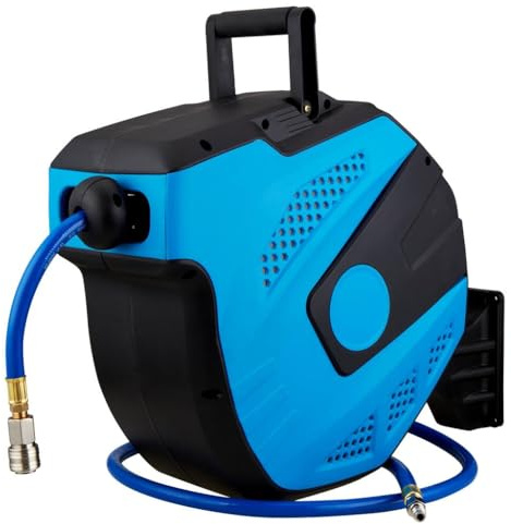 Gear4Garage Retractable Air Hose Reel 15m 1/2 Air Hose Reel Wall Mounted Air Line Reel Auto Rewind Air Hose Reel Compressed Air Hose Reel Workshop Garage Air Tool Equipment TBT3526