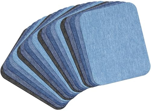 20 Pcs Iron on Patches for Jeans, Denim Iron on Patches for Jeans Repair, Fabric Repairs Patch for Clothing, Jackets, Clothing Repair Decorating Kit (12.5 x 9.5 cm)