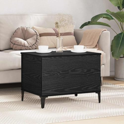 Teenpull Couchtisch Schwarz Eichen-Optik, 60x44.5x45 cm Holzwerkstoff, Lift-Top mit Stauraum, Rechteckig, Moderner Wohnzimmertisch