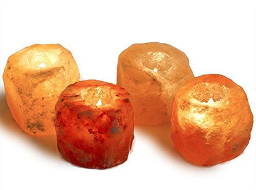 4 x himalayano rosa salgemma cristallo portacandela 100% naturale prodotto terapeutico