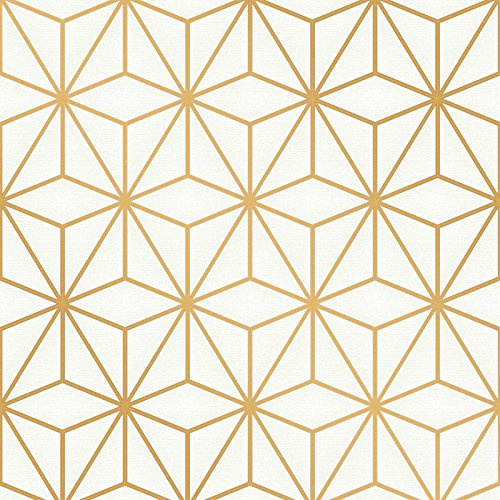 Pulse Star Geo Wallpaper Cream/Gold Fine Decor FD42342