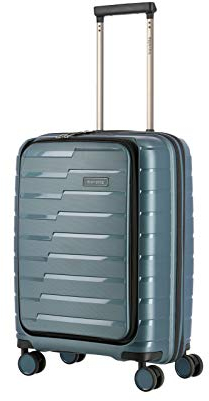 Travelite 4-Rad Handgepäck Koffer mit Vortasche erfüllt IATA-Bordgepäckmaß, Gepäck Serie AIR Base: Funktionaler Hartschalen Trolley im coolen Look, 075346-25, 55 cm, 43 Liter, eisblau