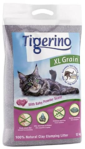 Adult Katzenstreu Tigerino XL Grain, 12kg, Naturton, grobkörnig, klumpend, staubarm, sparsam, für langhaarige Kätzchen und Adult Katzen