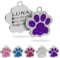 ibera gifts - Chapa Perro Grabada en Forma de Pata con Perdería y Purpurina, Placa Perro Personalizada para Perros y Gatos Pequeños y Medianos, Chapa Identificativa Perro y Gato (Lila)