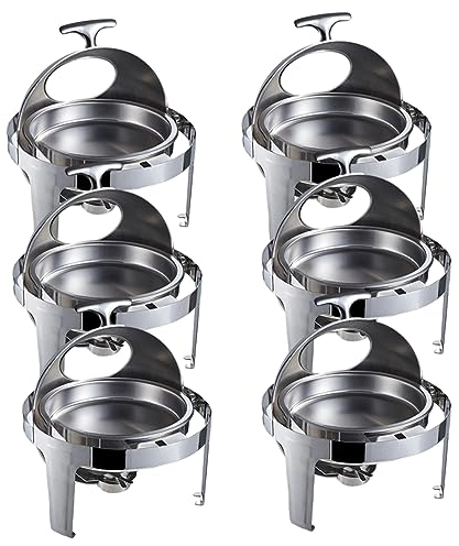 CSUNNY Chafing Dish Buffet Set Rettangolare Bobina Superiore Riscaldamento Set Isolato Quattro Pezzi Vassoio dell'Acqua portacibo Coperchio per cene a Feste Matrimoni Compleanni,Six
