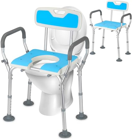 Sonnewelt Duschhocker & Toilettenstuhl für Senioren, 3 in 1 Höhenverstellbar Toilettensicherheits,Rahmen erhöhter Toilettensitz Badhocker für Erwachsene