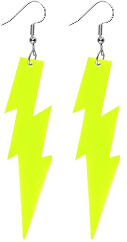 DIVINA VITAE Neon Ohrringe Damen Acryl Tropfen Bunte 80er Jahre Ohrhänger Beleuchtete Halloween Vintage Schmuck Frauen Mädchen Earrings 90er Party Kostüm Zubehör(Gelb)