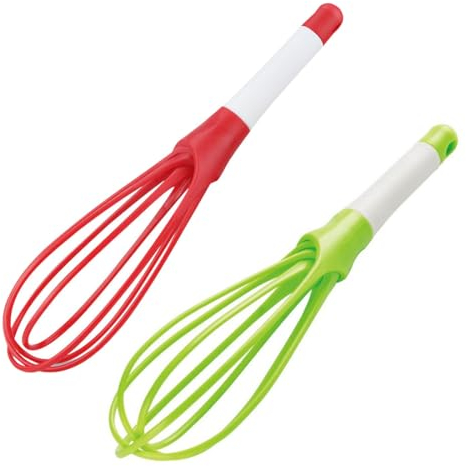 BZKSER Fouet Cuisine - 2 pcs Fouet de Cuisine, Fouet Patisserie Pliable, Antiadhésif Écrémage, Ustensiles de Cuisine, Fouets à Main Cuisine pour Mélanger, Fouetter(Polyvalent)