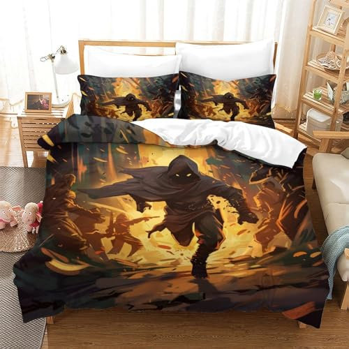 CasCam Swift Assassin Bettwäsche Bettbezug 3D Druck Anime Bettwäsche Set 3-teilig Microfaser Bettbezug Mit Verstecktem Reißverschluss Und Kissenbezug Für Alle Menschen Geeignet Single(140x200cm)