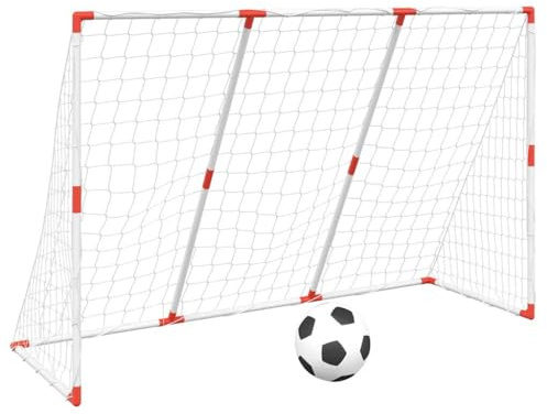 vidaXL Fußballtor für Kinder, Trainingstor mit Bällen 2-in-1 Design, Fußball Tor für Innen Außen, Kindertor, Weiß Kunststoff Polyester