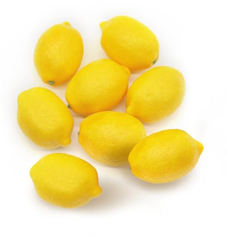 JDBlissful 8 Stück künstliche Zitrone gefälschte Früchte, Modell lebensechte gelbe Zitrone, gefälschte Zitronen für Haus Küche Party Dekoration Festival Display lebensecht (Künstliche Zitrone)