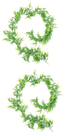 IMIKEYA 2 STK künstliches Rattan grünes Kunstblätter Künstliche Hängepflanzen künstliche Pflanzen Zimmerpflanzen Anlage Girlande plastikgrüne ranken lebendige Rattan-Dekoration Green