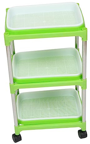 CIYODO 1 Satz 3 Pflanzschalen-set Bohnensprossen Hersteller Keimschale Pflanzenstartertablett Germinator-starterschale Grow Tray Mit Regal Keimglas-kit Microgreens-tablett Plastik