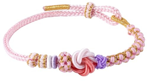 Armband för Barnbarn, Rosa Knutarmband med Persikablommor Justerbart Barnbarnsarmband Från Farmor en Länk Som Aldrig Kan Ångras Armband för Barnbarnspresenter