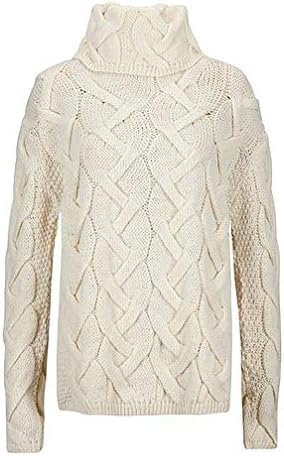 SCOTTISH ESSENCE Ladies Pure British Wool Cable Knit Turtleneck Jumper, Arran Pattern, Made in UK (UK, Alpha, XS, Regular, Regular, Cream)
