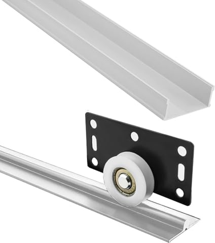 QSPNVFB Sliding Screen Door Track, Sliding Closet Door Single Track, Aluminum U Channel Sliding Door Hardware Kit For Window Wardrobe Display(White,100cm(39.3))