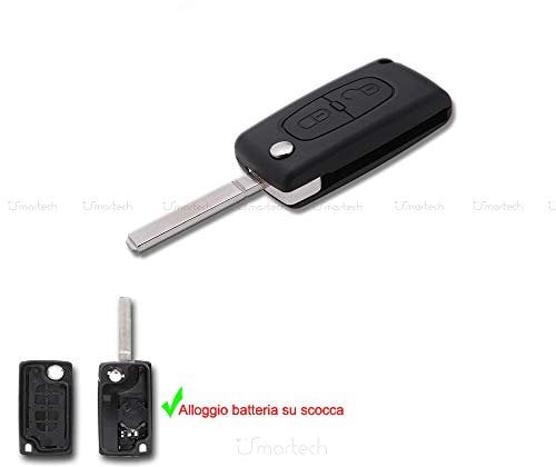 Carcasa Llave Mando Compatible con Citroën C2 C3 C4 C5 Picasso Peugeot 107 206 207 307 308 406 407 2 Botones Reparación CE536 Hoja Sin Ranura