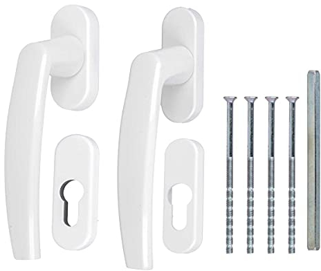 Alu Terrassentürgriff Set mit Rosetten - RAL9016 weiß