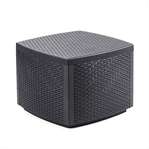 Mojawo Kunststoff Beistelltisch Rattan Design - mit Aufbewahrungsfach - Gartentisch - Balkonmöbel aus Kunststoff - 53x53x40cm