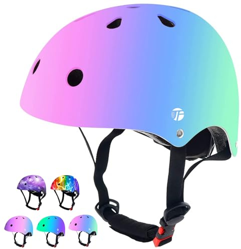 JEEFREE Adjustable Color Gradient Toddler Kids Bike Helmet for 3-5-8-14+Ages Girls Boys.Skateboard Bicycle Toddler Helmet 2-4 Years for Multi-Sports Cycling Scooter Inline Roller Skates Rollerblading