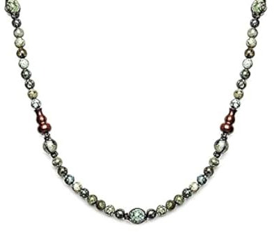 Tamashii Collana unisex collezione mudra. Gioiello realizzato con un cordino di cotone, elementi in metallo e turchese africano di colore verde, azzurro e nero. Collana della lunghezza rego