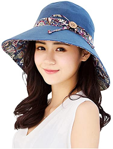 LassZone UV Protection Cotton Sun Hats Summer UPF 50+ Sun Shade Flap Cover Cap with Neck Cover Cord for Womens Girls
