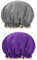 Pack of 2 Waterproof Shower Cap Elegant Simple Plain Colour Double Layers Bath Cap Hat for Women Girls Adults, Grey+Purple
