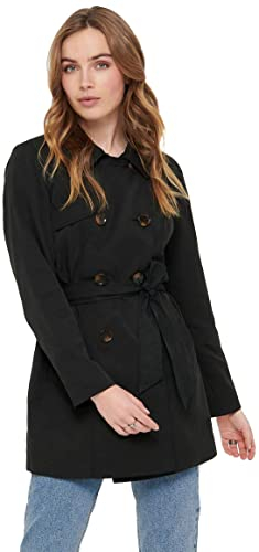 ONLY Onlvalerie Trenchcoat CC Otw Impermeabile, Nero, S Donna