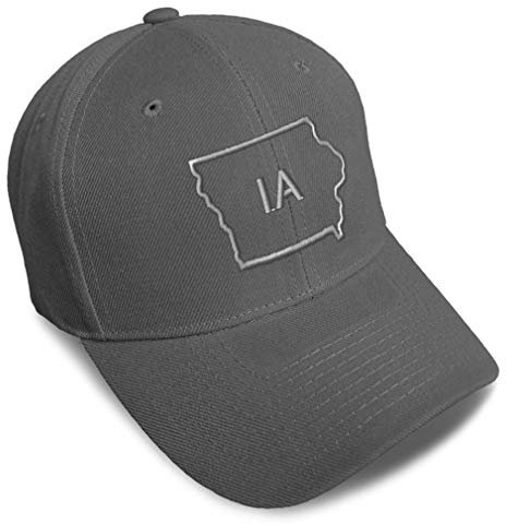 Baseballkappe Iowa State Map Ia Stickerei Dad Hüte für Damen und Herren, grau dunkel, Einheitsgröße