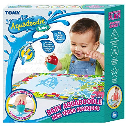 AquaDoodle Tomy - Mes 1ères Marques, Tapis de Dessin à l'eau pour Bébé, Jeu Officiel de Tomy de Coloriage et de Dessin, Non salissant, Tapis pour Bébés, Garçons et Filles, Multicolore