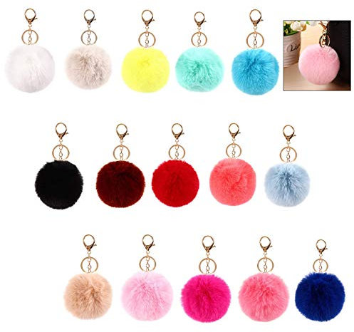 XLKJ 15 Pièce Porte Clé Pompon Pendentif pour Sac à Main/Voiture/Téléphone/Mariage/Pochette