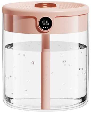 Hxhsgmeh Umidificatore d'aria H2O Capacità 2L Doppio Ugello con Display LCD Umidità Diffusore Di Oli Essenziali Portatile USB Facile Da Usare Rosa