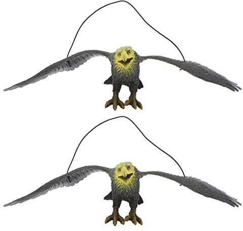 2 Stück Realistische Adler Modell Spielzeug Kreative Vogelabwehr Gefälschte Fliegende Lockvogel Hängen Baum Anhänger Adler Figuren Ornament Schwarz