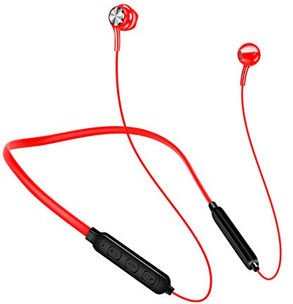 Asudaro Bluetooth 5.0 Sport-Kopfhörer Wasserdicht mit Nackenbügel für Joggen, Outdoor, Büro - Rot