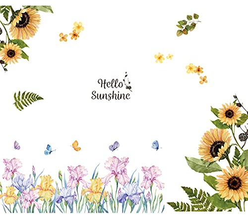 Wandtattoo Sonnenblume + Blumenstrauch(je ein Set) Wandsticker für Wanddekoration Schlafzimmer Wohnzimmer Flur Kinderzimmer Windows Tür Glas Kunst DIY Wohnkultur Wandaufkleber Wandbilder