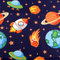 Baumwollstoff mit Kindermotiven | Meterware | Betten Decken Accessoires (Dunkelblau - Universum)