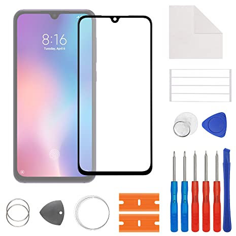 SwarKing Pantalla de cristal frontal de cristal exterior de repuesto compatible con Xiaomi Mi 9 SE con kit de reparación