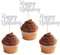 Blumomon 24Pcs Happy Birthday Cupcake Toppers Silver Glitter Birthday Cake Decorations Picks for Celebrating Birthday Party Decorations Supplies