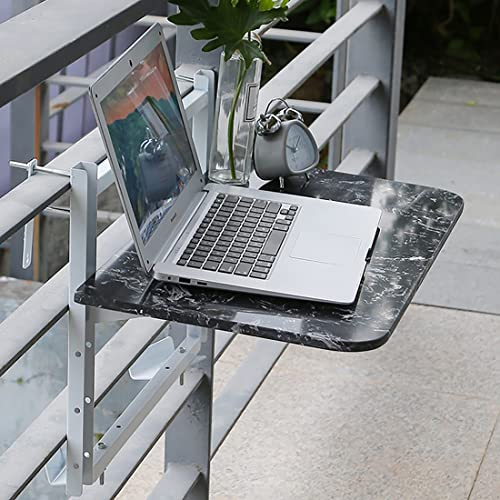 AOKEBR Outdoor Klappbar Balkontisch,Marmor-Balkontisch zum Aufhängen,Balkon-Klapp-Hängegeländer-Tisch,Verstellbare Wand-Beistelltische Für Terrasse,Hängetisch Gartentisch Klapptisch