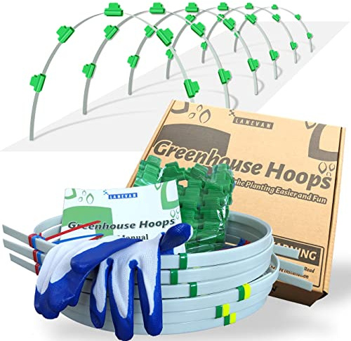 LANEVAN Greenhouse Hoops for 2-4ft Wide Raised Beds, 6.56ft Long Super Bendable Fiberglass Garden Hoops, Weather Resistant Grow Tunnel Support Hoops Frame for Plant Row Cover, 6 Pcs