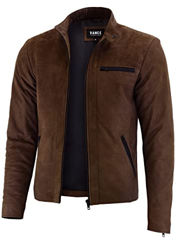 Vance Herren Echt Lederjacke aus 100% Lammleder (Schwarz) oder Rindsleder (Braun)