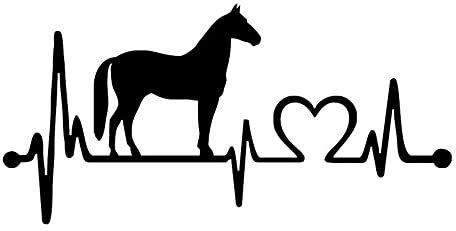 Vinciann Adesivo auto automobile sticker cavalli CAVALLO battito cuore 20.5x9.9cm (Nero)