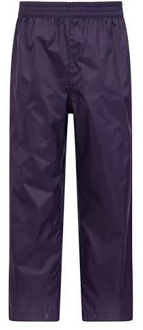 Mountain Warehouse Pakka Kids Waterproof Over Trousers - Taped Seams Rain Pants, Lightweight, Rip-Stop, Packaway Bag - for Autumn Winter, Walking, Travelling Purple Teen Size 13 Years