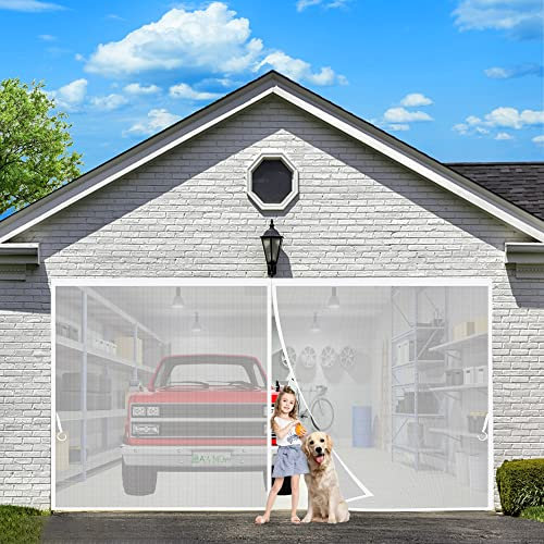 Porte Esterne con Zanzariera, 300 x 300 cm Tenda Zanzariera Finestra, Chiuso Automaticamente Pieghevole Rete, Corridoi Porte Patio Bianco